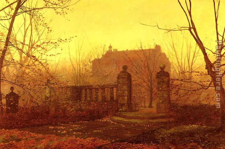Autumn Morning painting - John Atkinson Grimshaw Autumn Morning art painting